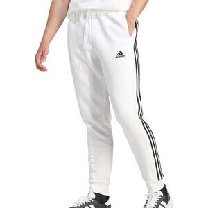 Size 3XL Adidas Essentials 3 Stripes Fleece Tapered Cuff Pant White Black IR6174